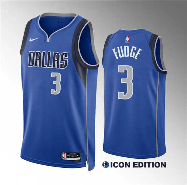 Men%27s Dallas Mavericks #3 Alex Fudge Blue Icon Edition Stitched Basketball Jersey Dzhi